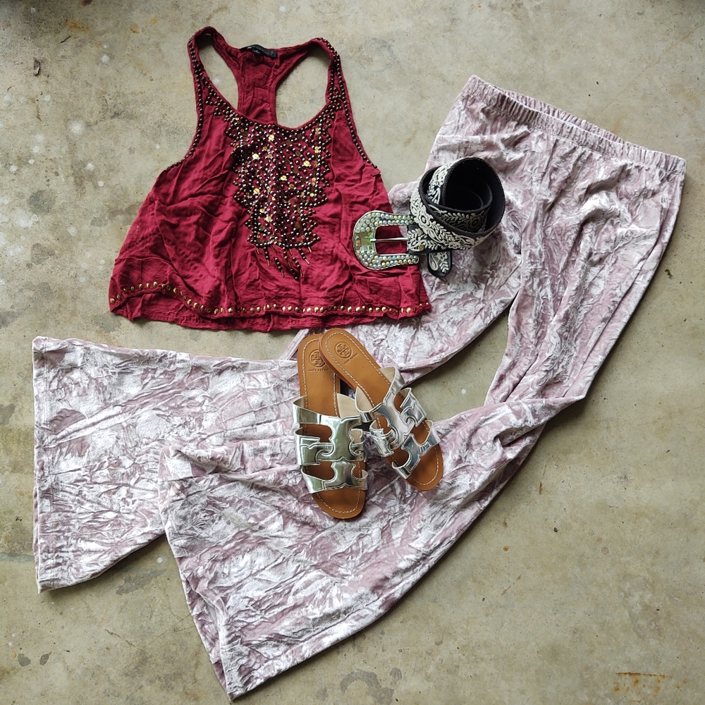 Blush velvet flares size xlarge